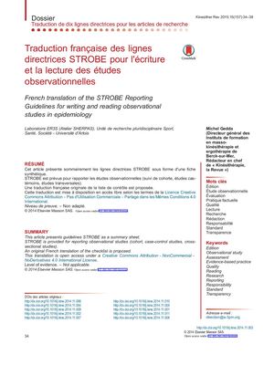 Lignes directrices STROBE pour l'écriture et la lecture des études observationnelles