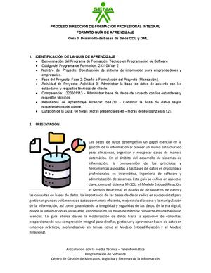 Guia 3 Desarrollo De Bases De Datos Ddl Y Dml