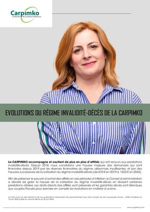 Evolutions du régime invalidité-décès de la Carpimko
