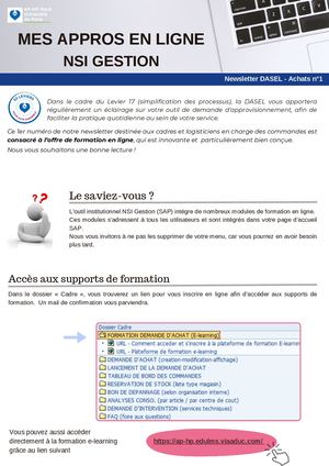 Mes Appros En Ligne Newsletter Dasel N°1