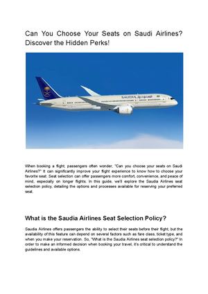 Can You Choose Your Seats on Saudi Airlines? Discover the Hidden Perks!