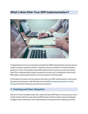What’s Next After Your Erp Implementation
