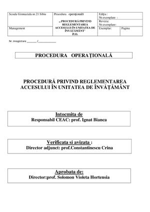 2024 2025 Procedura Privind Accesul In Scoala 21