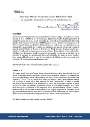 Importancia Del Factor Emocional En Entornos De Educación Virtual