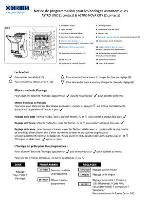 Notice Simplifiée De La Programmation Des Horloges Astro Uno Et Nova City