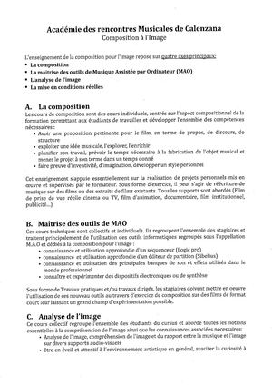 Contenu Formation Académie Musique à L'image