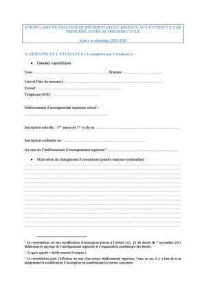 Formulaire Réorientation 24 25