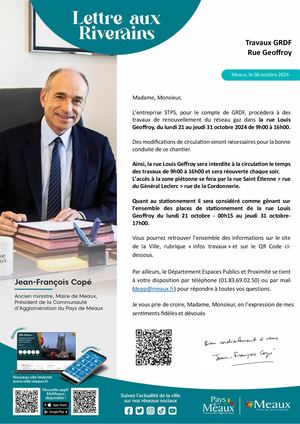Avis Riverains Rue Geoffroy Grdf
