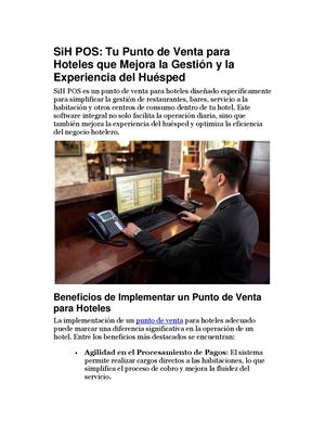 Si H Pos Tu Punto De Venta Para Hoteles Que Mejora La Gestión Y La Experiencia Del Huésped