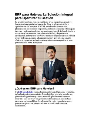 Erp Para Hoteles La Solución Integral Para Optimizar Tu Gestión