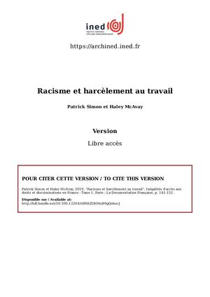 Racisme et harcèlement au travail