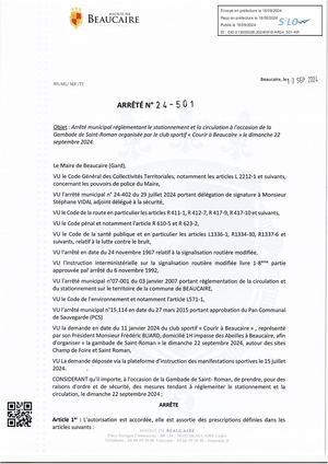 Parution Des Actes Administratifs (arrêtés ).