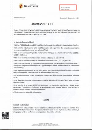 Parution Des Actes Administratifs De Vendredi 13 (arrêtés).