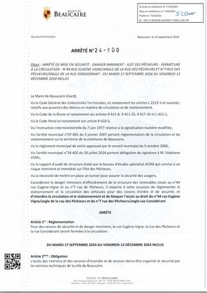 Parution Des Actes Administratifs (arrêté) D'aujourd'hui .