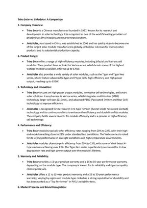 Trina Solar vs. JinkoSolar: A Comparison