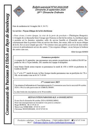 Bulletin Paroissial 2 2024 2025