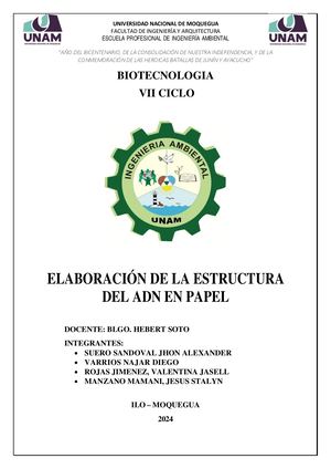 ELABORACIÓN DE LA ESTRUCTURA DEL ADN EN PAPEL