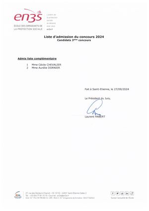 3ème Concours - Admis En Liste Complémentaire