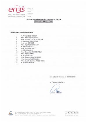 Concours Externe - Admis En Liste Complémentaire