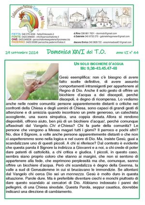 Xxvi Domenica Ordinaria 2024