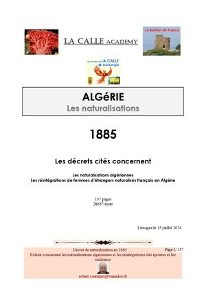 Naturalisations françaises en Algérie 1885