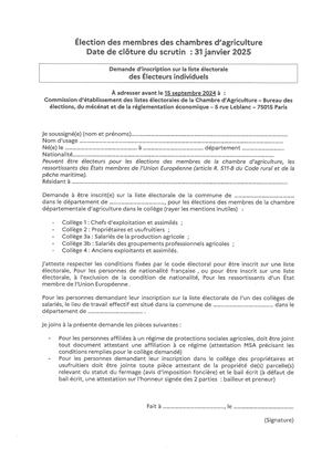 Electeurs Individuels (modèle De Demande D'inscription Sur Liste).