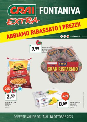 Volantino Crai Extra Fontaniva dal 3 al 16 ottobre