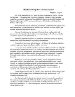 Humberto Ortega Saavedra In Memoriam