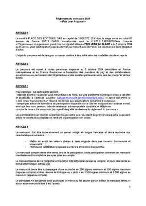 Règlement Concours "Prix Jean Anglade" 2025
