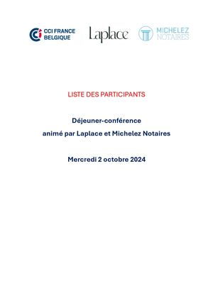 Liste Des Participants - Déjeuner-conférence Laplace