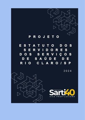 Projeto de Estatuto Dos Servidores Do Sistema ÚNico De Saúde Do Município De Rio Claro