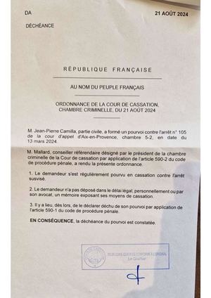 COURS DE CASSATION AOUT 2024