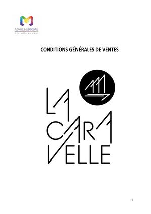 Conditions Générales De Ventes La Caravelle