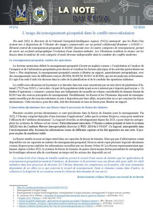 LA NOTE DU CESA N°574
