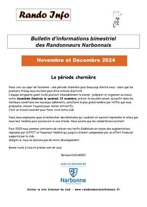 Rando Info Novembre Et Décembre 2024