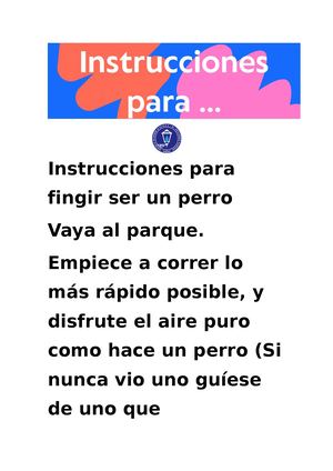 Instrucciones Para .... Por 4° Grado