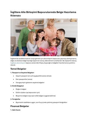 İngiltere Aile Birleşimi Başvurularında Belge Hazırlama Kılavuzu