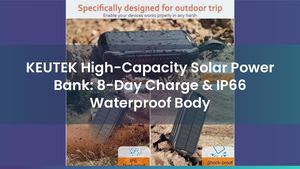 KEUTEK High-Capacity Solar Power Bank: 8-Day Charge & IP66 Waterproof Body