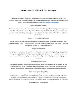 How To Impress A Girl With Text Messages