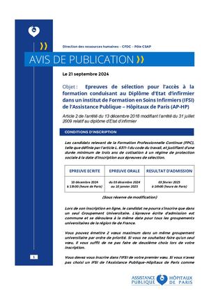 Avis De Publication Fpc Filiere Infirmiere 2025