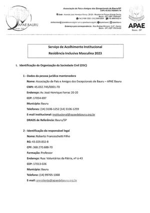 Plano de Trabalho 2023 - Termo Res Masc 2020/909