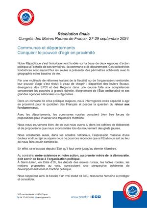 Résolution Finale Congrès Amrf 2024