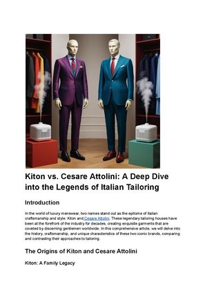 Kiton Vs Cesare Attolini A Deep Dive Into The Legends Of Italian Tailoring