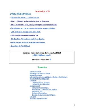 Infos Doc n°5 2024-2025