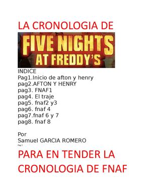 La Cronologia De Fnaf