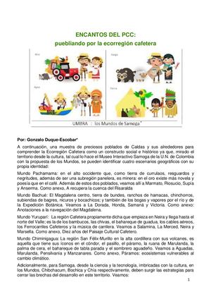 Encantos del PCC: puebliando por la Ecorregión Cafetera