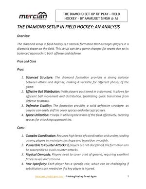 The Diamond Setup In Field Hockey
