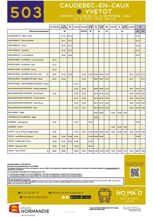 Ligne 503 CAUDEBEC-EN-CAUX > YVETOT