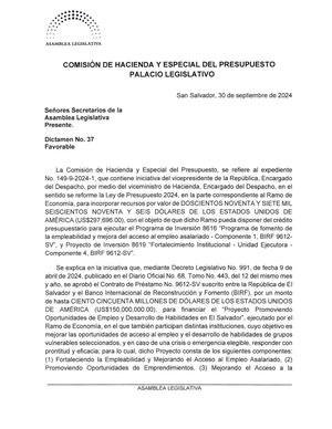 Incorporación de $297 Mil Para Economía