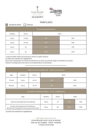 Stages et leçons Leadbetter